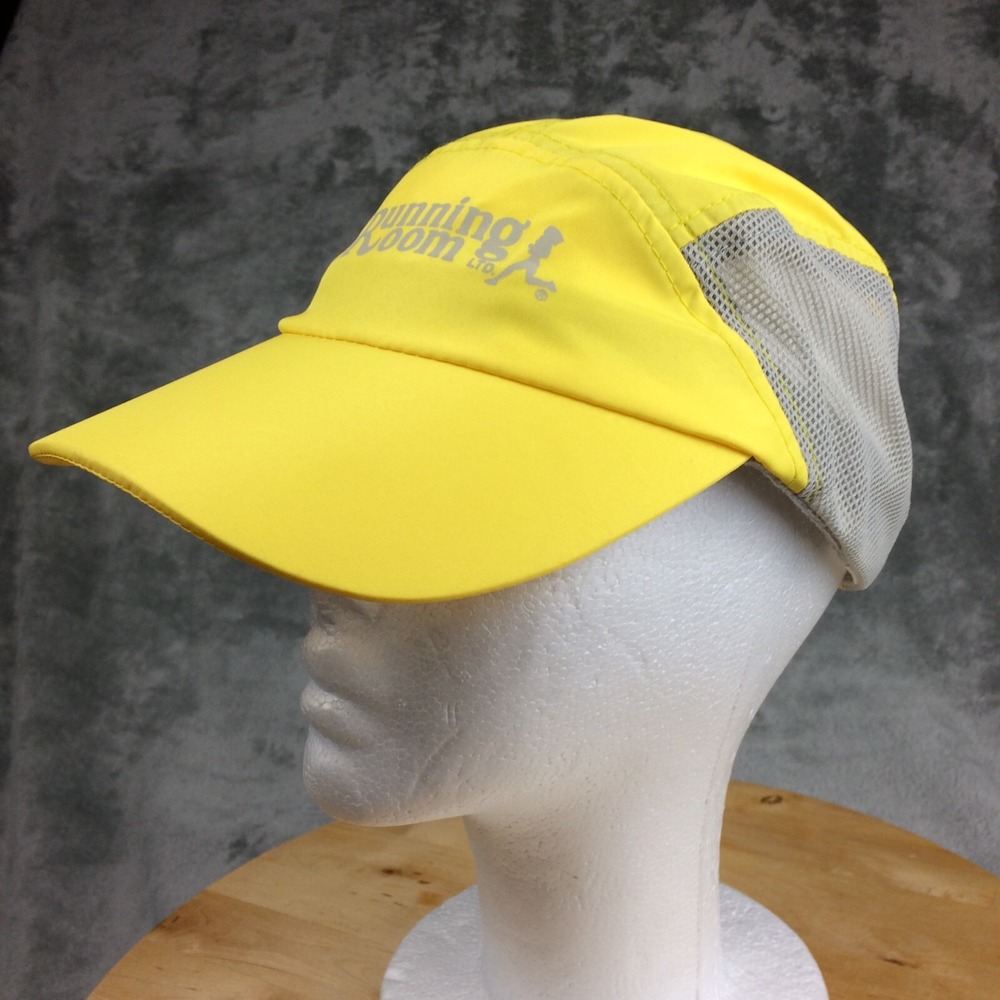 Running Room Hat Cap 5 Panel Mesh Yellow Adjustable Casual Jogging Lightweight